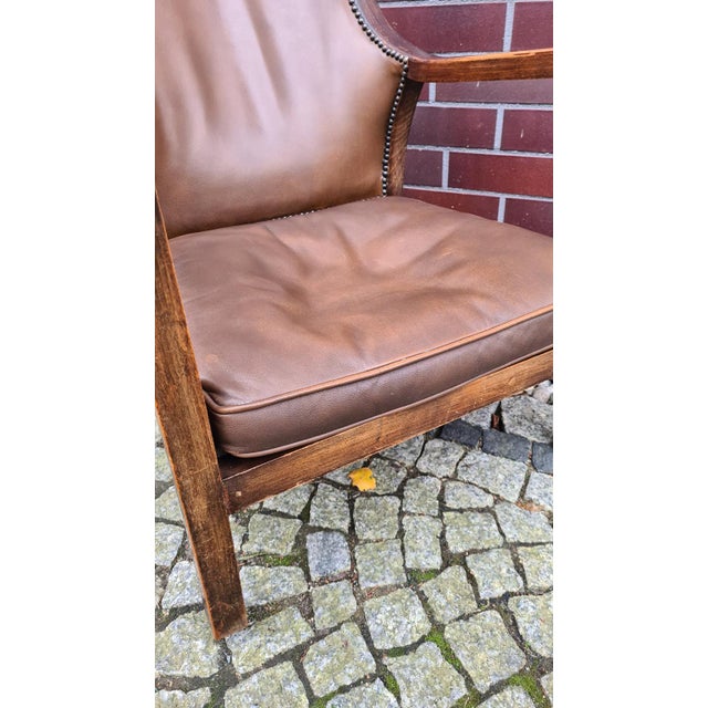Wood Vintage Chair in Wood and Leather, 1950s For Sale - Image 7 of 15