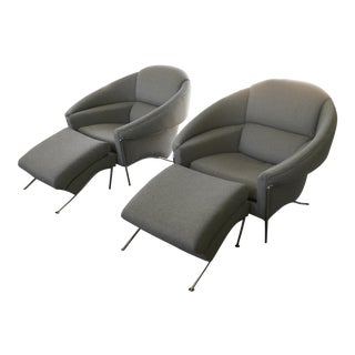 Modern Milo Baughman for Thayer Coggin Boldido Chairs and Ottomans- a Pair For Sale