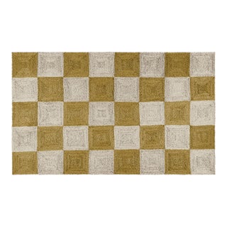 Part & Parcel Goods Jute Sample Block Rug, 6"x6", Olive and Sky Bue For Sale