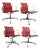 EA 108 Chairs in Chrome and Red Leather by Charles and Ray Eames for Vitra, 1950s, Set of 4 For Sale