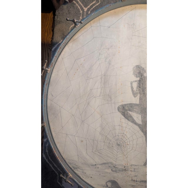 1920s Slingerland Art Deco Hand-Painted Bass Drum With Dancing Nymph & Spiderweb” For Sale - Image 11 of 12