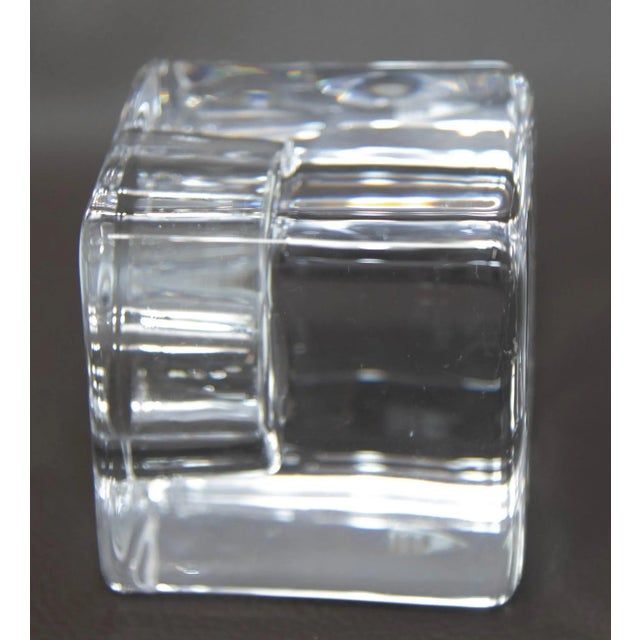 Orrefors Sweden Crystal Glass Ice Cube Candle Holder by Goran Warff 1980 For Sale - Image 12 of 12
