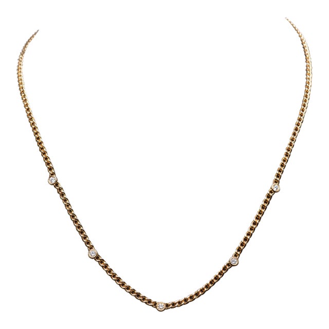 Rocks With Soul Skinny Cuban Chain With 5 Bezel Set Diamonds For Sale