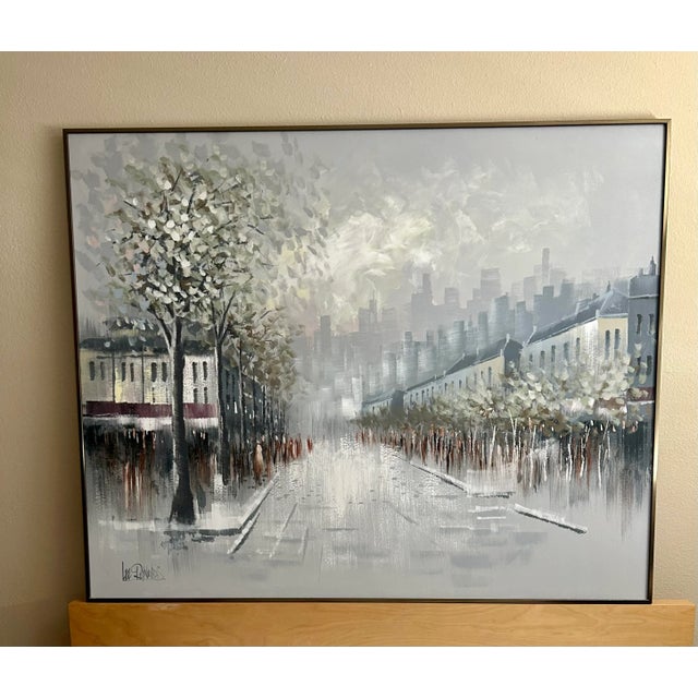 Mid Century Modern Cityscape Abstract Oil Painting by Lee Reynolds For Sale - Image 9 of 12