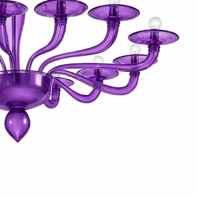 Italian Violet Murano Style Glass Chandelier by Simoeng For Sale - Image 6 of 8