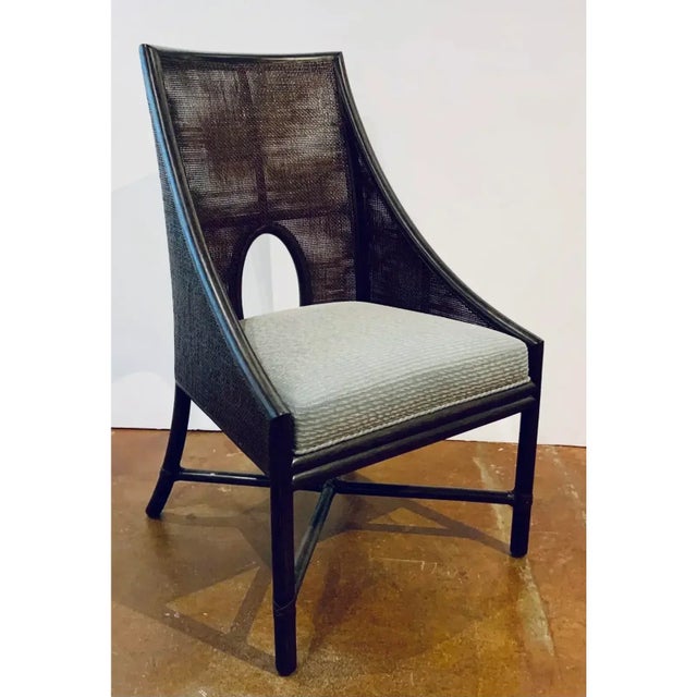 Original Retail $20,988, exquisite Barbara Barry for Baker / McGuire Organic Modern Caned Dark Tobacco Dining Chairs Set...