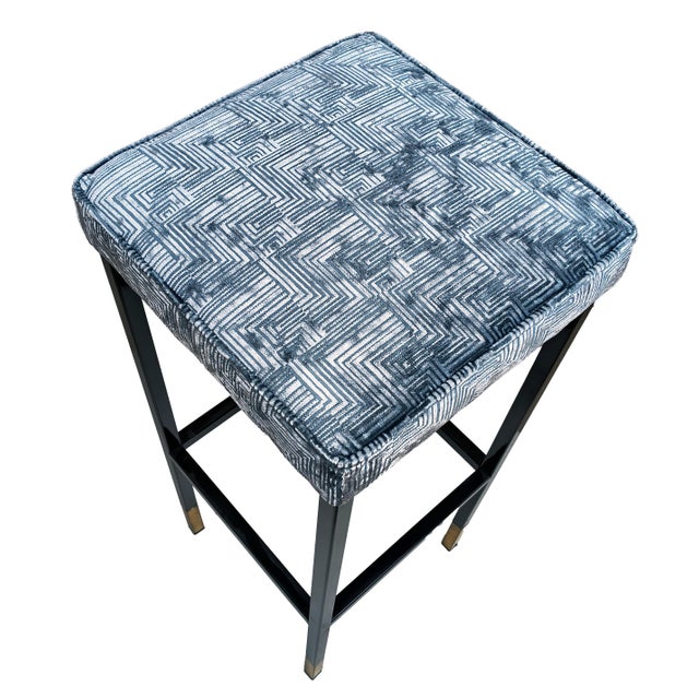 Vintage Italian Stools in Painted Iron and Brass, 1970s, Set of 2 For Sale - Image 3 of 4