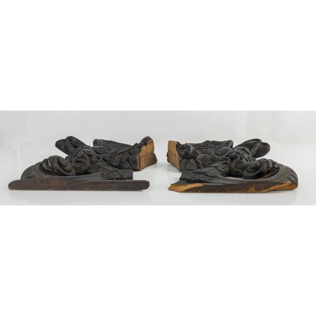 Brown Mid 18th Century American Carved Architectural Walnut Wood Eagles- a Pair For Sale - Image 8 of 13