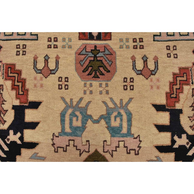 Heriz Rug 5’11” X 8’6” Ivory Wool Vintage Tribal Hand-Knotted Oriental Carpet For Sale - Image 11 of 15
