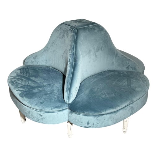 Conversation Sofa in Blue Velvet For Sale