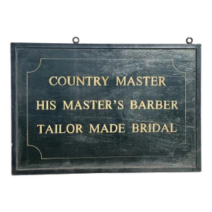 Antique English Country Barber and Tailor Double Sided Wooden Hand Painted Sign