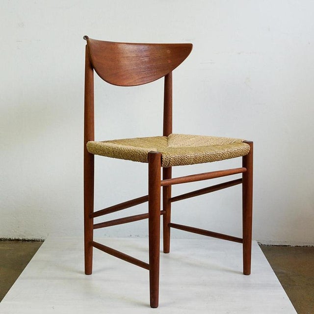 Scandinavian Teak and Cane Dining Chair attributed to Peter Hvidt for Soborg, Denmark, 1950s For Sale - Image 3 of 11