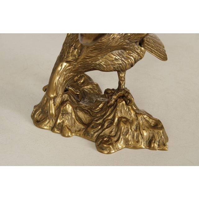 Mid 20th Century Large Vintage Brass Eagle Statue For Sale - Image 5 of 12