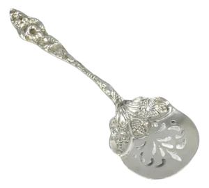 Antique Art Nouveau Sterling Silver Tomato Server With Floral Repousse