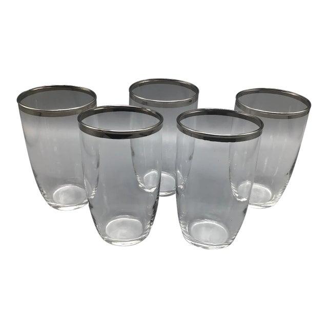 Crystal Platinum Rim Dorothy Thorpe Tumblers-Set of 5 For Sale
