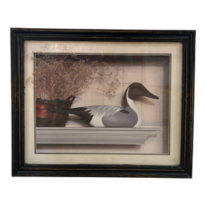 Framed Sporting Art Duck Decoy Print in Distressed Black Frame