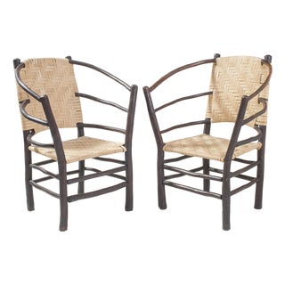 Pair Vintage Old Hickory Barrel Chair Style Andrew Jackson For Sale
