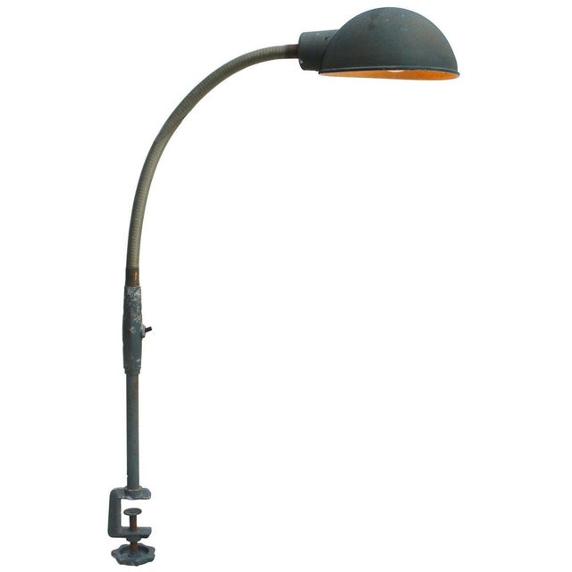 1950s Vintage Industrial Metal Machinist Gooseneck Table Light from Adher Lampes, France For Sale - Image 5 of 5
