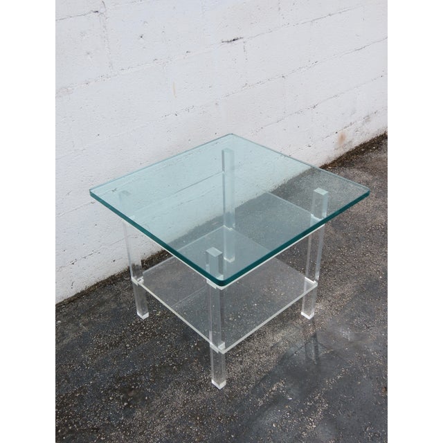 Glass Hollywood Regency Lucite Glass Top Side End Table 6382 For Sale - Image 7 of 15