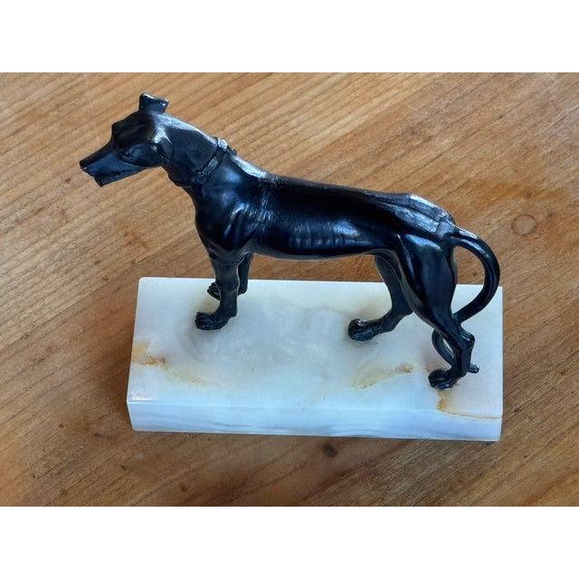 Figurative 19th Century Metal Greyhound on Onyx Base For Sale - Image 3 of 5