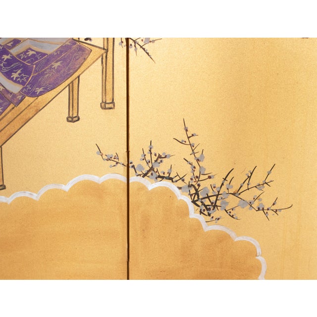 1960s Shōwa Era Japanese Byobu Screen "Travels of Genji Monogatari" For Sale - Image 9 of 17