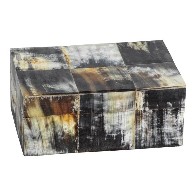 African Black Horn Inlaid Decorative Box For Sale