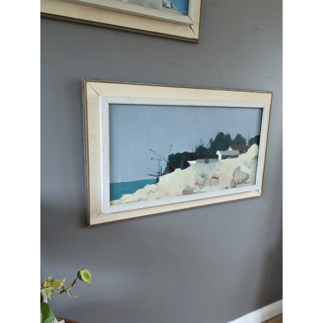 1960s Mid-Century Modern 'Cliffside by the Sea' Swedish Original Coastal Landscape Oil Painting, Framed For Sale - Image 5 of 12