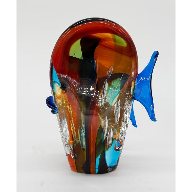 Murano Large Blown Glass Tropical Fish Sculpture Murano Labeled, 1960s For Sale - Image 4 of 8