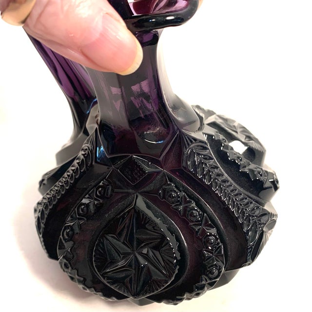 Early 20th Century Early 20th Century Amethyst Glass Moon and Star Cruet With Stopper For Sale - Image 5 of 12