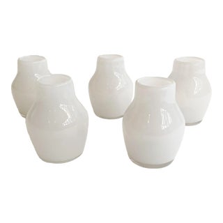 Milky White Glass Vases - Set of 5 For Sale