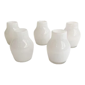 Milky White Glass Vases - Set of 5