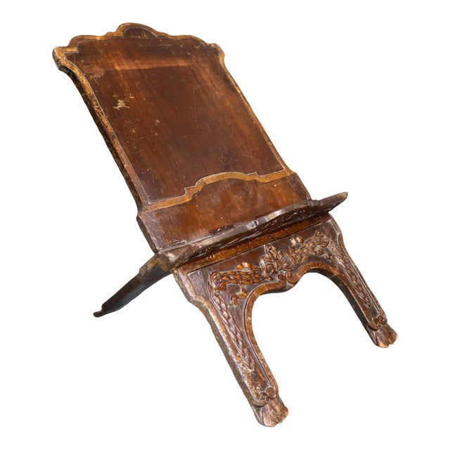 19th Century Carved Walnut Folding Bible/Book Stand. French For Sale