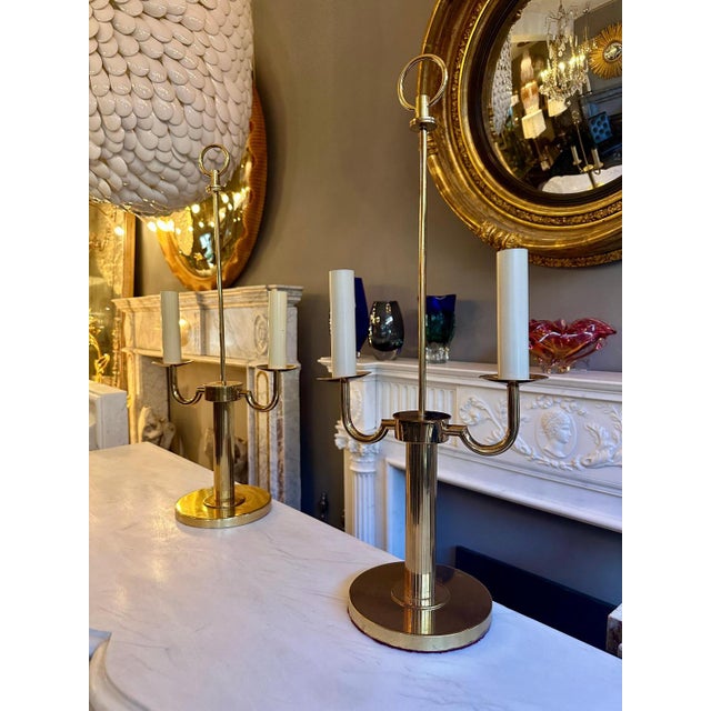 French Bouliotte Gilt Brass Candle Lamps, 1950s, Set of 2 For Sale - Image 15 of 18