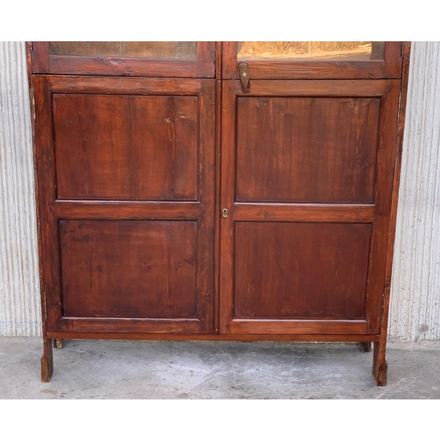18th Century Cupboard or Bookcase With Glass Vitrine, Walnut, Spain Restored For Sale - Image 9 of 12