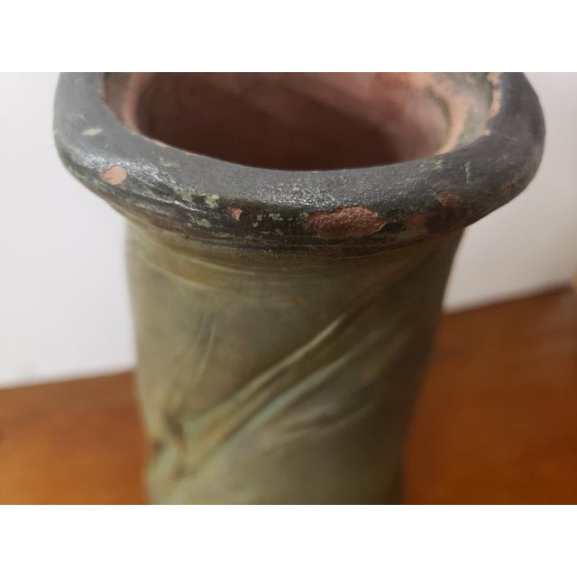 Late 19th/Early 20th Century French Art Nouveau Kelp Fronds Motif Terracotta Vase/August Moreau For Sale In New Orleans - Image 6 of 9