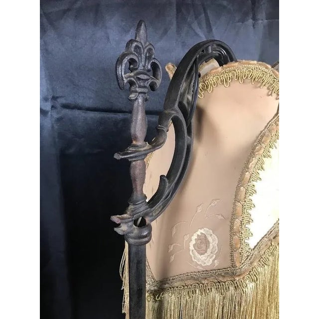 1920s 1920's Victorian Style Cast Iron Bridge Arm Floor Lamp With Ornate Golden Shade For Sale - Image 5 of 12