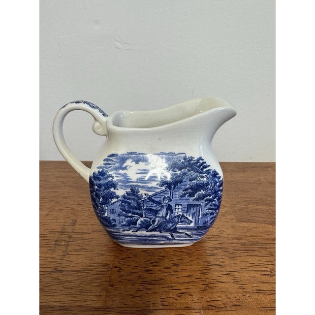 1970s Liberty Blue Betsy Ross England 8 Pc Lot Cups Creamer Sugar Salt Pepper For Sale - Image 11 of 18