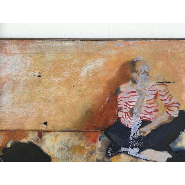 1980s Vintage Original Portrait Still Life Oil Painting Large 34x36 For Sale - Image 5 of 5