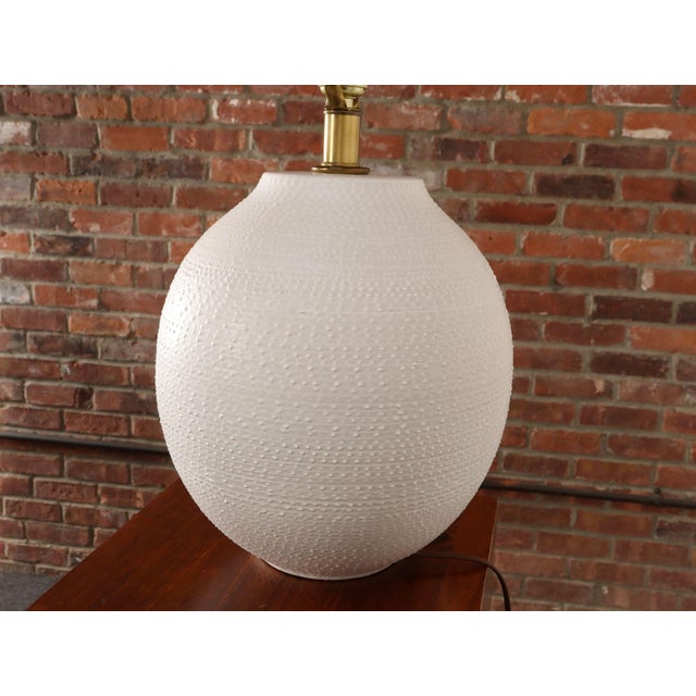 Vintage White Stippled Ceramic Orb Table Lamp by Lee Rosen for Design Technics For Sale - Image 11 of 16