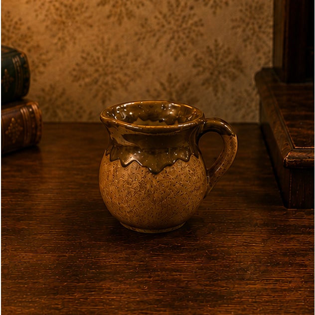 Vintage Mid-Century Mini Studio Pottery / Mug – Handmade Brown / Gold Drip Glaze Stoneware Bring timeless warmth and...