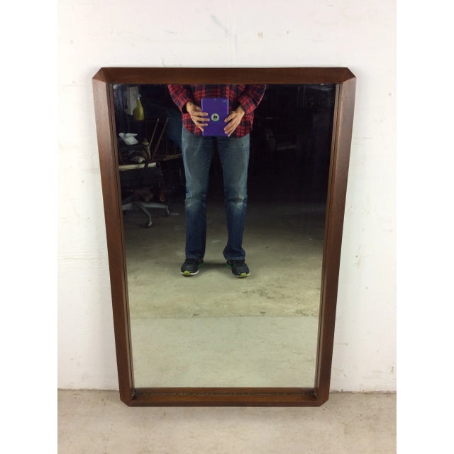 Mid Century Modern Wall Mirror With Angular Walnut Frame For Sale - Image 4 of 12