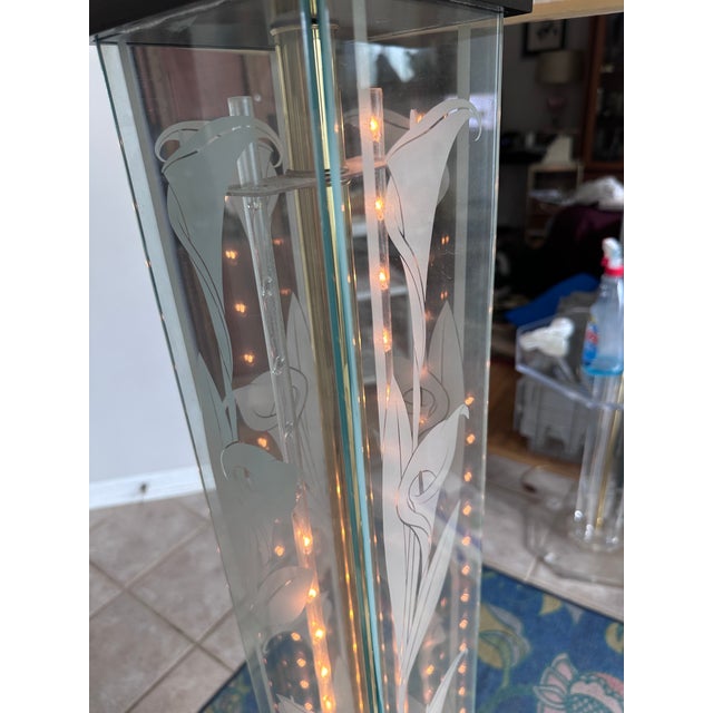 Vintage Hollywood Regency Etched Lily Floor Lamp in the Style of Frederik Raymond For Sale - Image 10 of 10