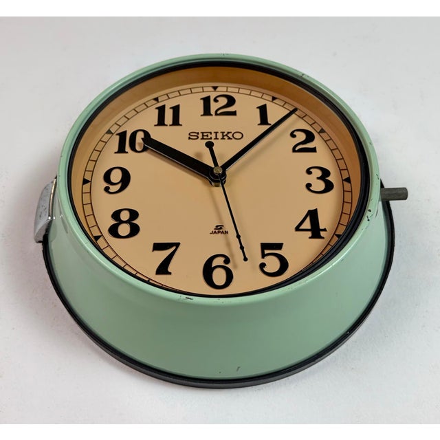 Vintage Green Ships Wall Clock from Seiko, 1970s For Sale - Image 6 of 18