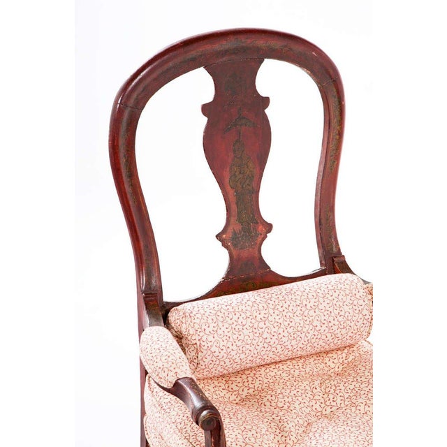 Circa 1860 Red Lacquered French Arm Chairs, a Pair For Sale - Image 9 of 11