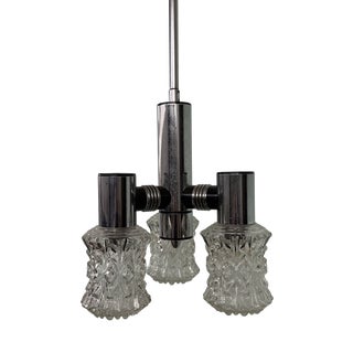 Italian Pendant Light in Glass and Steel from Targetti, 1970s For Sale