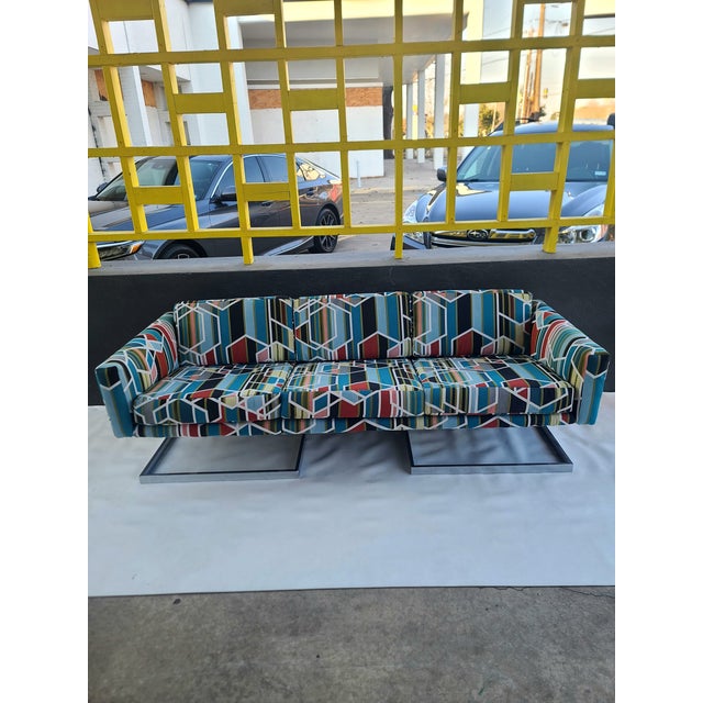 Milo Baughman Thayer Coggin Cantilever Chrome Sofa For Sale - Image 9 of 17