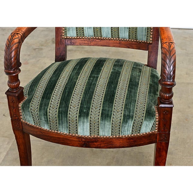 19th Century French Directoire Period Striped Velvet Fauteuil For Sale In Baton Rouge - Image 6 of 12