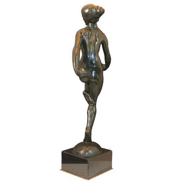 Early 20th Century E. Popineau Signed Large, Original, French Art Deco Bronze Female Cymbal Dancer - Francois Emile Popineau For Sale - Image 18 of 18
