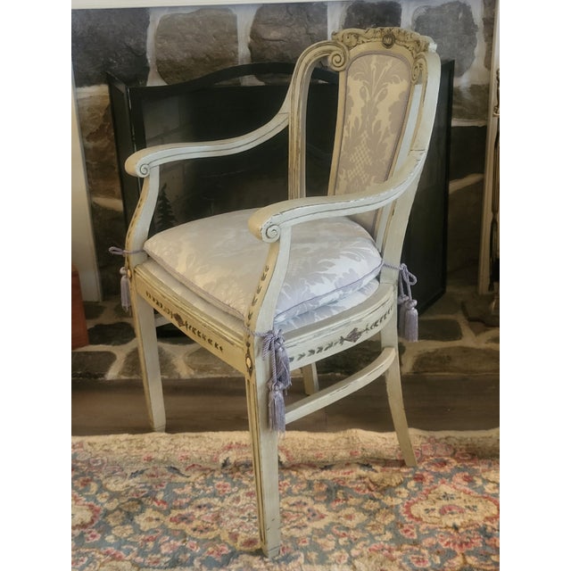 French Vintage Louis XVI Revival Grey Painted Armchair With Wedgwood-Style Medallions For Sale In Washington DC - Image 6 of 11