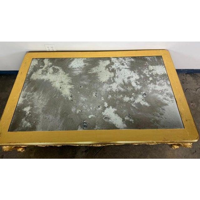 Giltwood Rococo Coffee Table With Antiqued Mirrored Top For Sale - Image 4 of 17